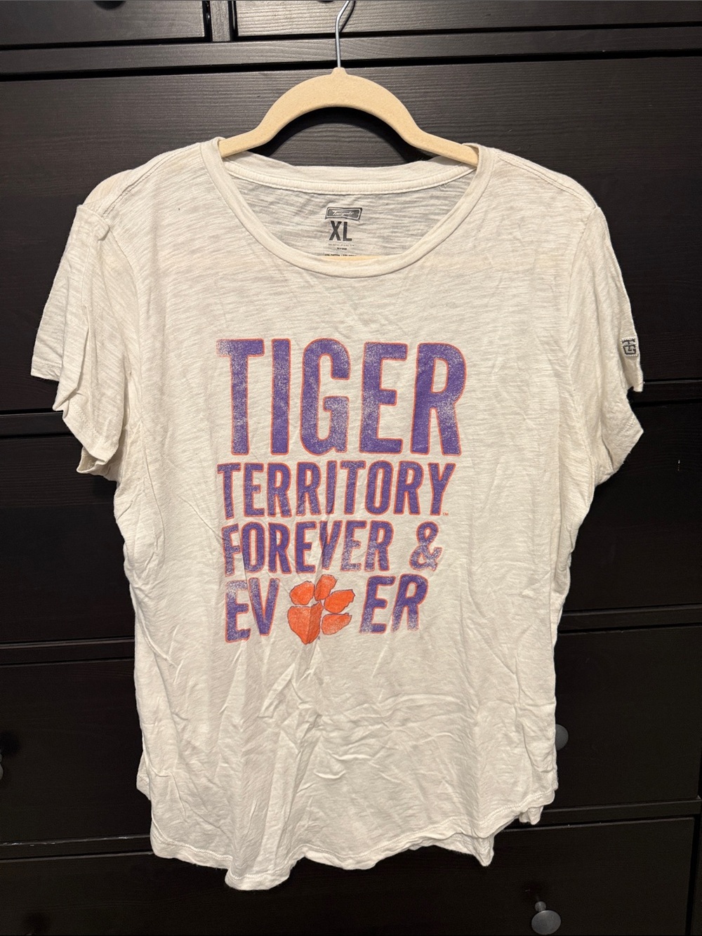 Clemson White 'Tiger Territory Forever' Short Sleeve Graphic Tee - Women's